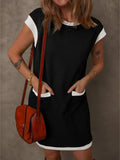 Round Neck Cap Sleeve Mini Dress - Trendsi - Flyclothing LLC