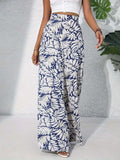 Printed High Waist Wide Leg Pants - Trendsi - Flyclothing LLC