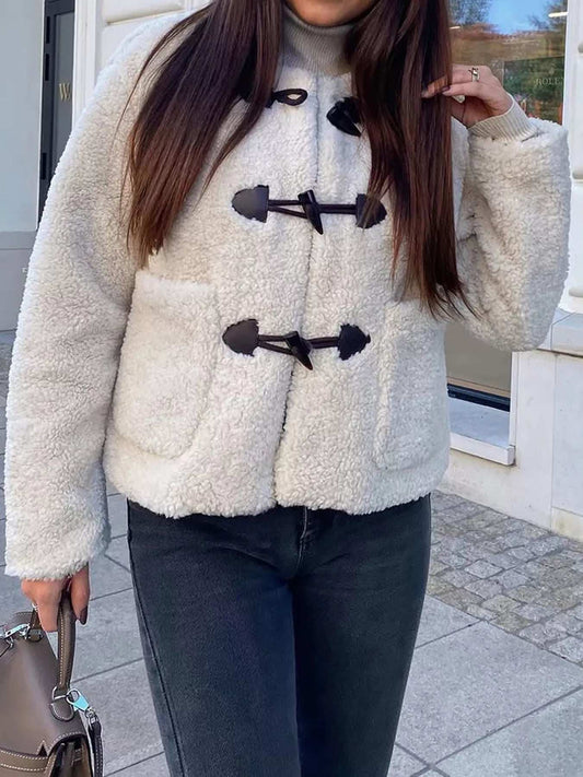 Sherpa Fleece Toggle Button Jacket - Trendsi - Flyclothing LLC