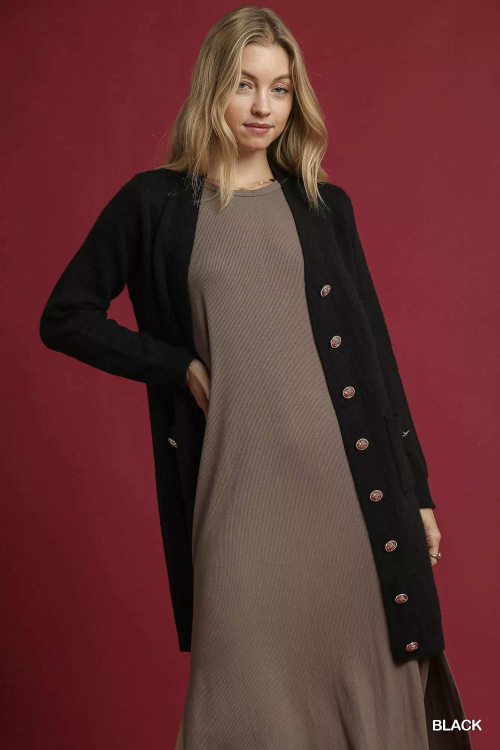 Umgee Button-Down Longline Sweater Cardigan with Front Pockets - Trendsi - Flyclothing LLC