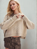 Heart-Patterned Round Neck Sweater - Trendsi - Flyclothing LLC