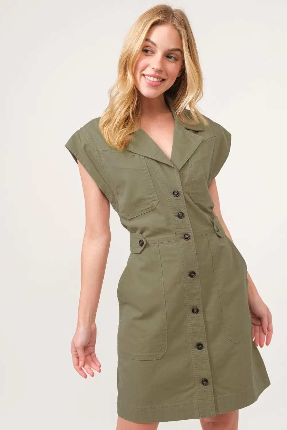 And The Why Button Up Sleeveless Dress - Trendsi - Flyclothing LLC
