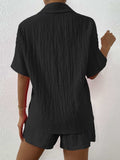 Button Up Half Sleeve Top and Shorts Set - Trendsi - Flyclothing LLC
