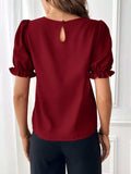 Round Neck Flounce Sleeve Blouse - Trendsi - Flyclothing LLC