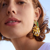 Pineapple Rhinestone Dangle Earrings - Trendsi - Flyclothing LLC