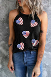 Heart US Flag Round Neck Grecian Neck Tank - Trendsi - Flyclothing LLC