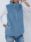 Full Size Fuzzy Zip Up Vest Coat with Pockets - Trendsi - Flyclothing LLC