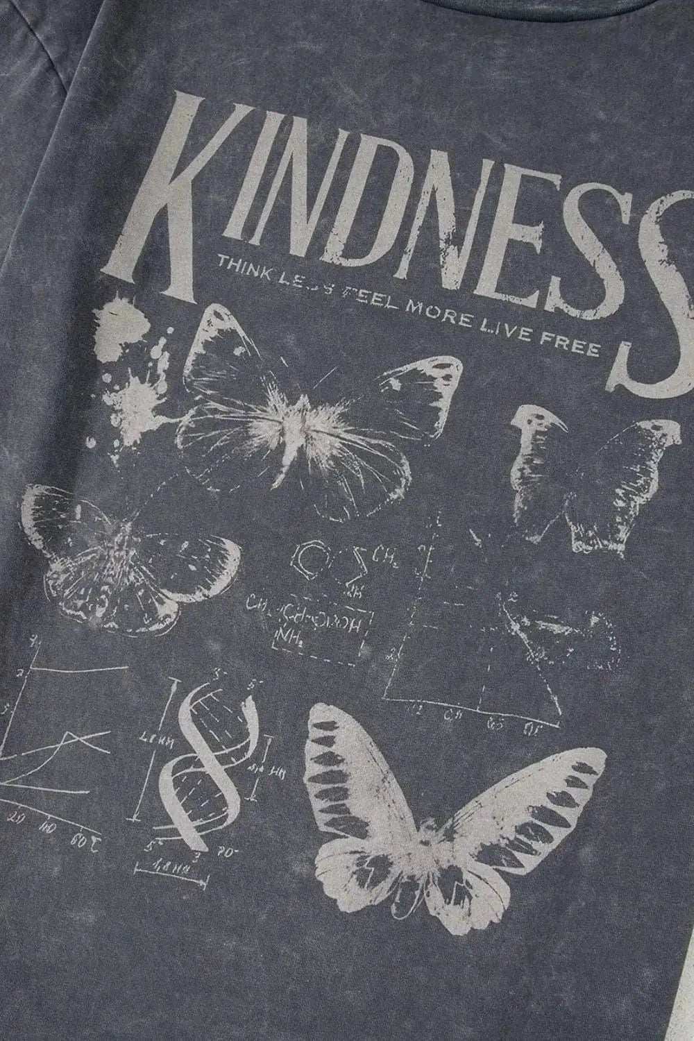 Kindness Butterflies Graphic Mineral Wash Loose Tee - Trendsi - Flyclothing LLC