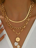 Stainless Steel Layered Necklace - Trendsi - Flyclothing LLC