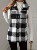 Plaid Button Up Vest Coat - Trendsi - Flyclothing LLC