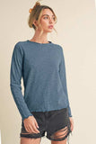 Aemi + Co Lettuce Hemline Round Neck Raglan Sleeve T-Shirt - Trendsi - Flyclothing LLC