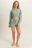 HYFVE Crew Neck Long Sleeve Crop Sweatshirt - Trendsi - Flyclothing LLC