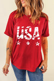 USA Round Neck Short Sleeve T-Shirt - Trendsi - Flyclothing LLC