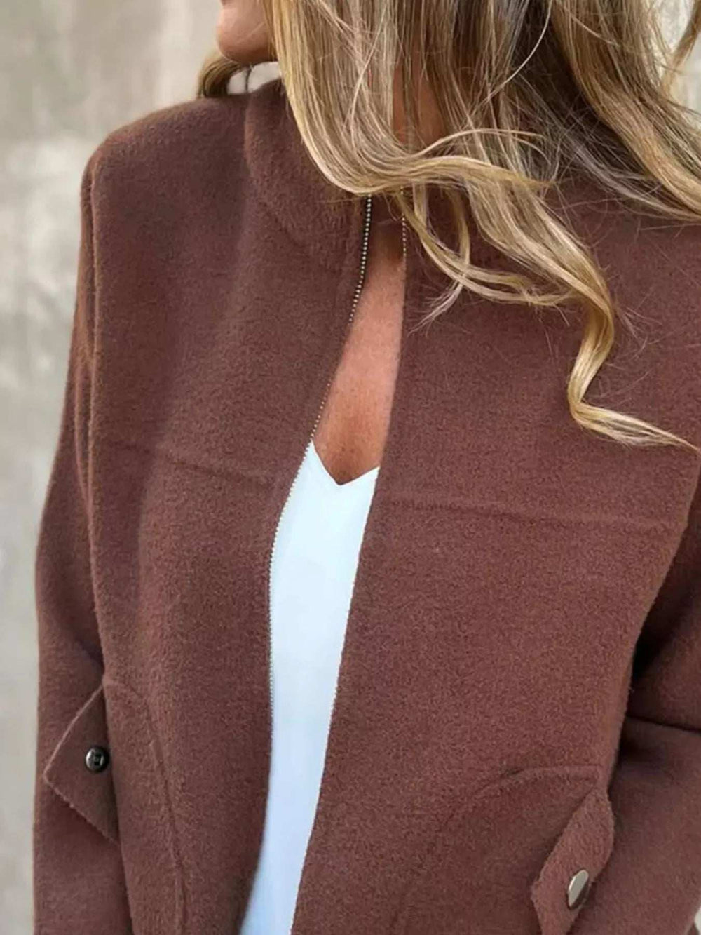 Full Size Textured Knit Zip Up Outerwear Plus Size - Trendsi - Flyclothing LLC