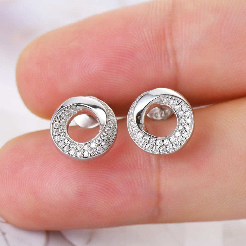 925 Sterling Silver Inlaid Moissanite Stud Earrings - Trendsi - Flyclothing LLC