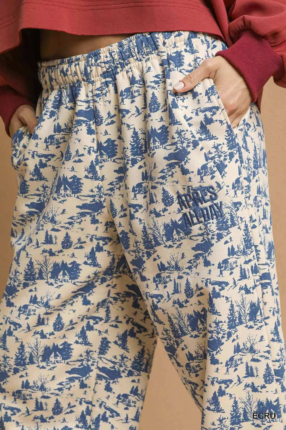 Umgee Scenic Print Casual Sweatpants - Trendsi - Flyclothing LLC