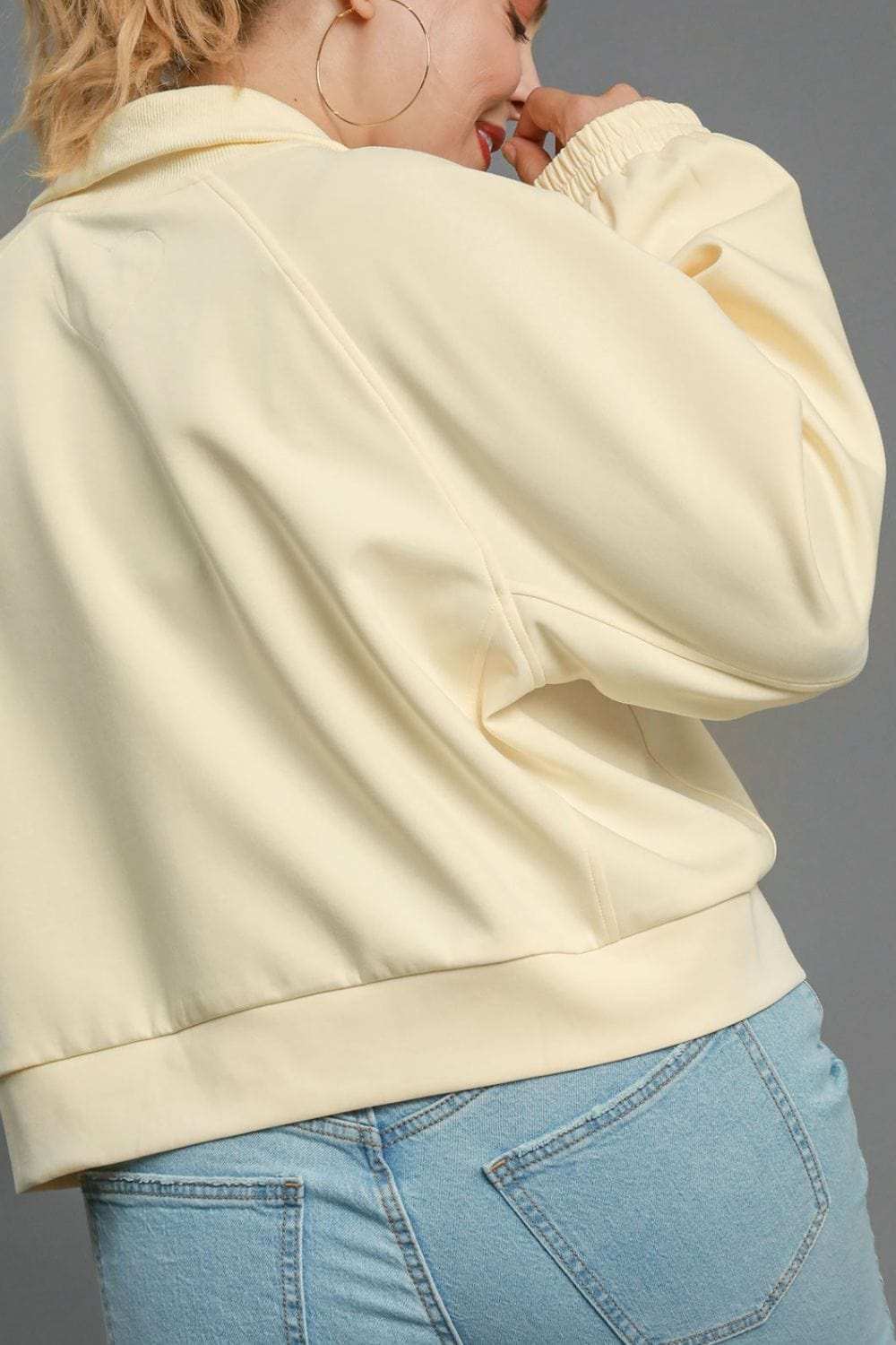 Umgee Full Size Half Zip Cropped Sweatshirt Plus Size - Trendsi - Flyclothing LLC