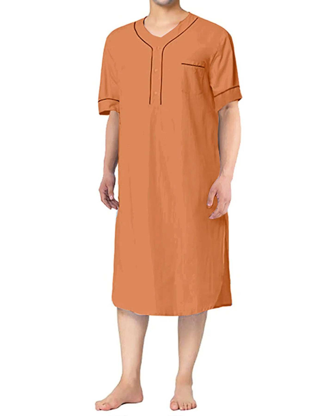 Men's Full Size Button Detail Short Sleeve Lounge Dress Plus Size - Trendsi - Flyclothing LLC