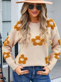 Angel Wings Flower Round Neck Long Sleeve Sweater - Trendsi - Flyclothing LLC