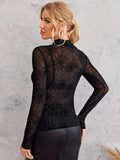 Spider Web Print Long Sleeve Blouse - Trendsi - Flyclothing LLC