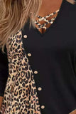 Crisscross Leopard V-Neck Long Sleeve T-Shirt - Trendsi - Flyclothing LLC