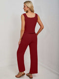 Square Neck Tank and Wide Leg Pants Set - Trendsi - Flyclothing LLC