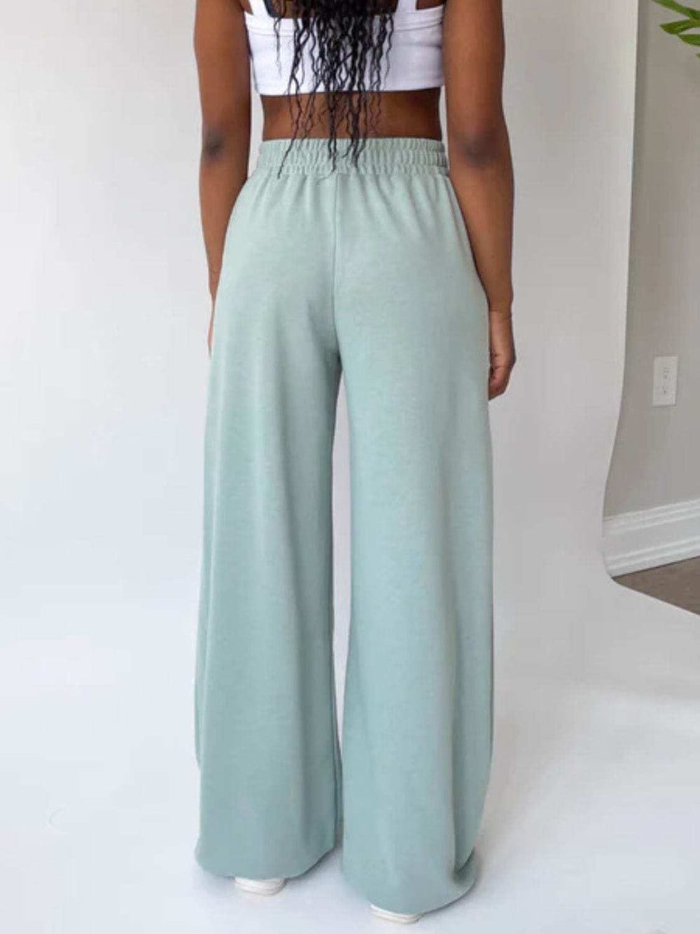 Elastic Waist Wide Leg Pants - Trendsi - Flyclothing LLC