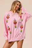 BiBi Sequin Nutcrackers Embroidery Christmas Sweatshirt - Trendsi - Flyclothing LLC