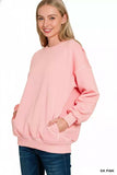 Zenana Pigment Dye Fleece Oversized Sweatshirt - Trendsi - Flyclothing LLC