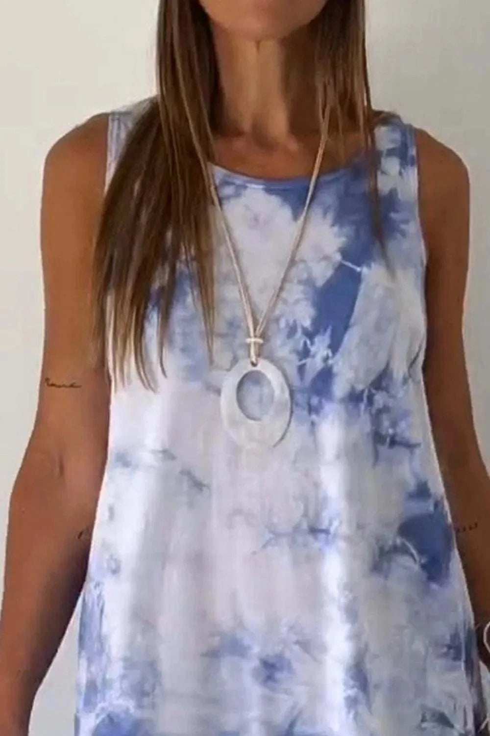 Full Size Tie-Dye Sleeveless Mini Tank Dress Plus Size - Trendsi - Flyclothing LLC