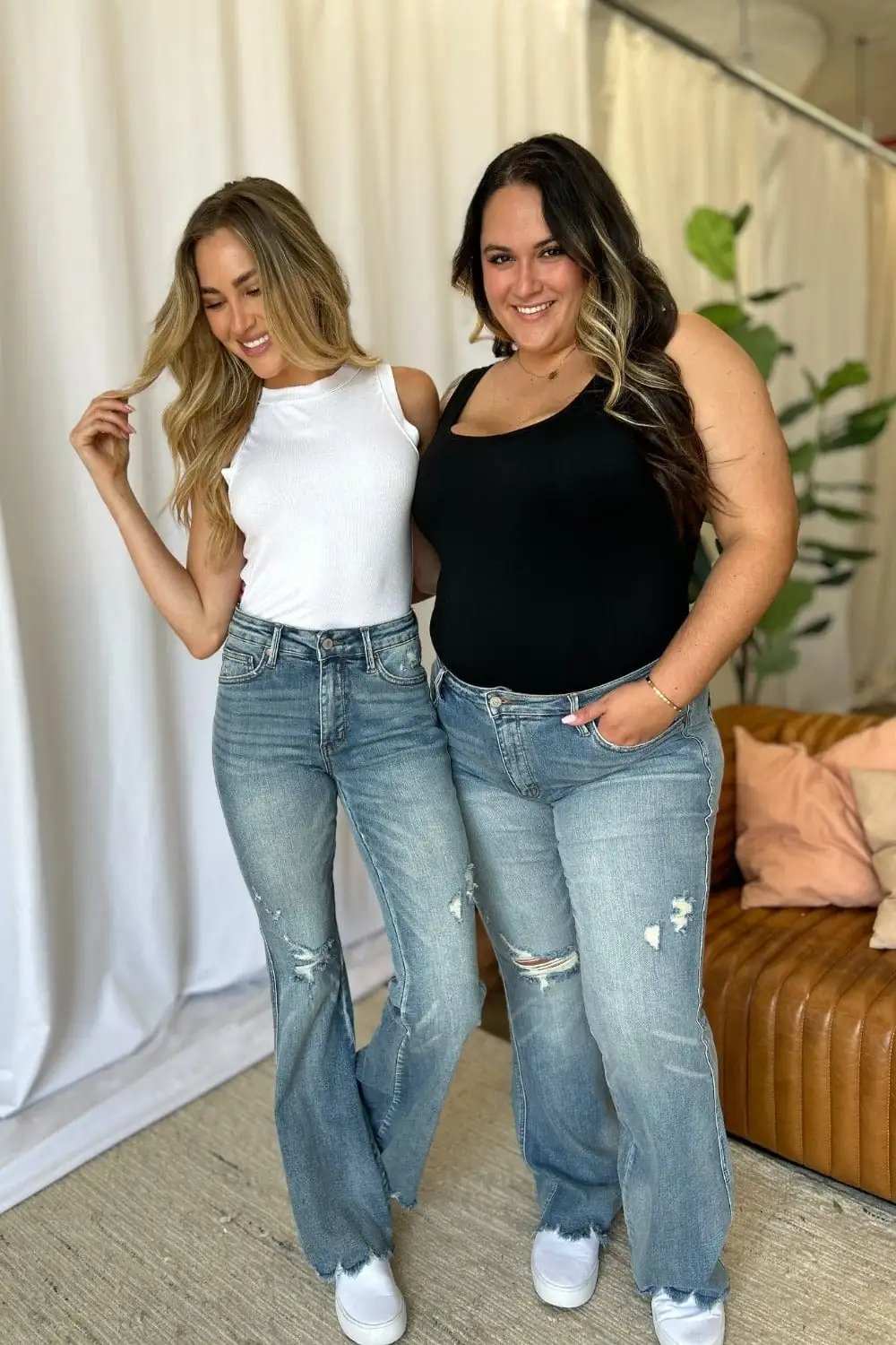 Judy Blue Full Size Medium Rise Tummy Control Destroy Flare - Trendsi - Flyclothing LLC