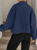 Textured Zip-Up Drawstring Hem Jacket - Trendsi - Flyclothing LLC