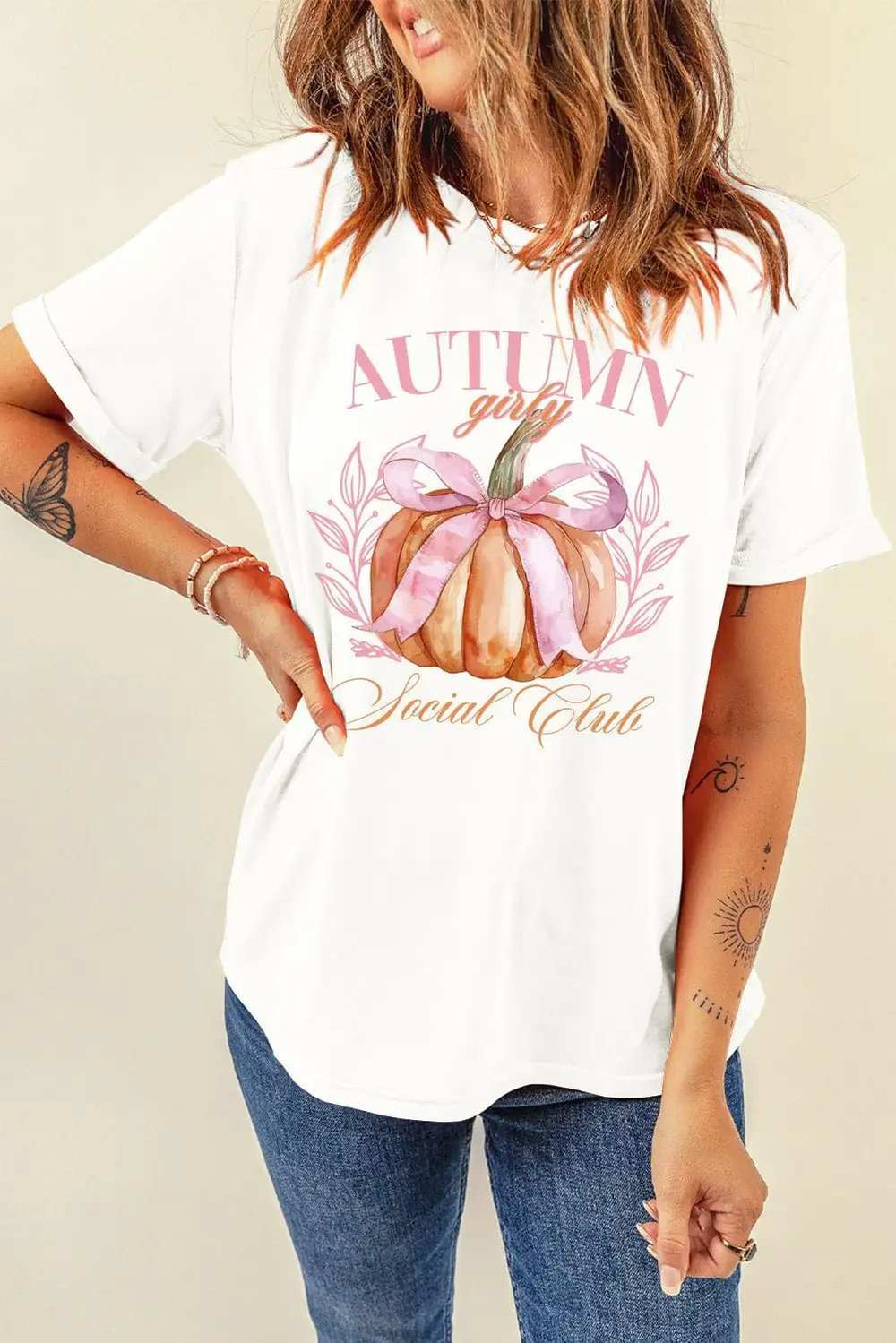 Pumpkin Graphic Round Neck Short Sleeve T-Shirt - Trendsi - Flyclothing LLC