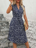 Slit Printed Cap Sleeve Dress - Trendsi - Flyclothing LLC