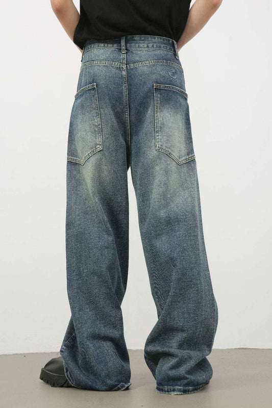 Men's Distressed Detail Wide Leg Jeans - Trendsi - Flyclothing LLC