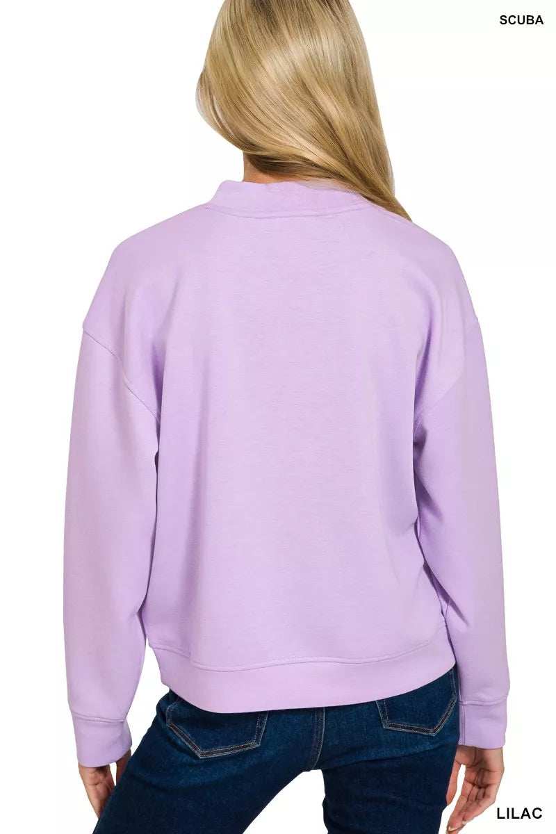 Zenana Scuba Mock Neck Sweatshirt and Joggers Set - Trendsi - Flyclothing LLC