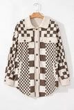 Plus Size Checkered Button Up Long Sleeve Jacket - Trendsi - Flyclothing LLC