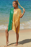 Double Take Openwork Contrast Slit Knit Cover Up - Trendsi - Flyclothing LLC