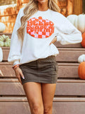 Halloween Pumpkin Patched Pattern Long Sleeve Sweatshirt - Trendsi - Flyclothing LLC