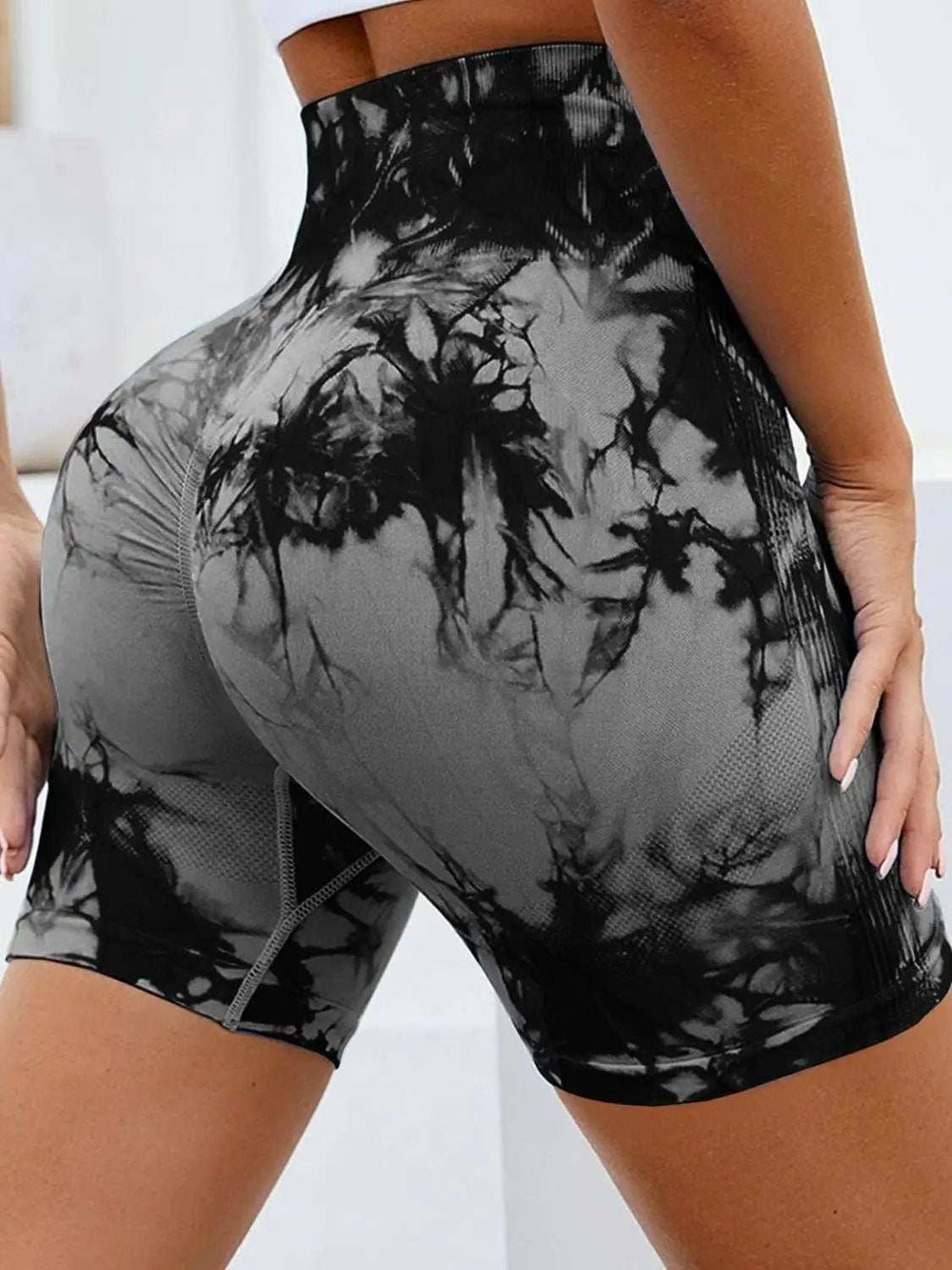 Tie-Dye High Waist Active Shorts - Trendsi - Flyclothing LLC