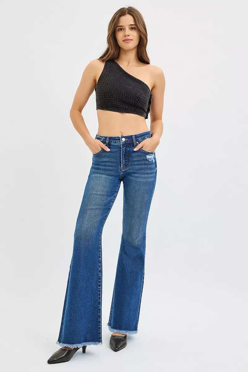RISEN High Rise Flare Jeans - Trendsi - Flyclothing LLC