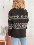 Geometric Dropped Shoulder Long Sleeve Sweater - Trendsi - Flyclothing LLC