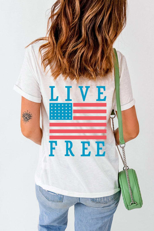 US Flag Round Neck Short Sleeve T-Shirt - Trendsi - Flyclothing LLC