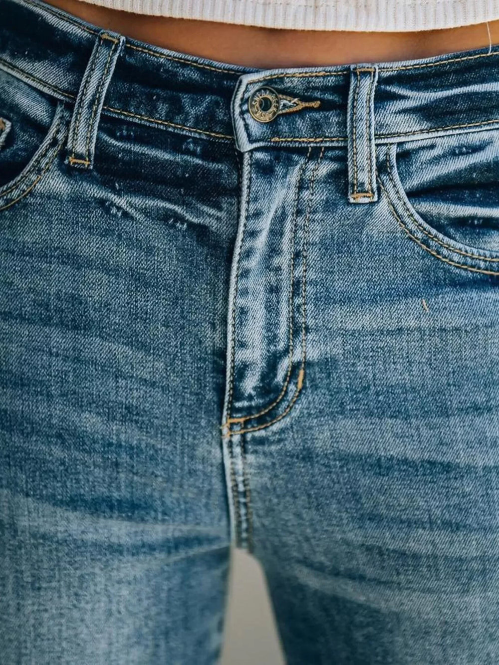 Frayed Hem High-Waisted Wide Leg Jeans - Trendsi - Flyclothing LLC