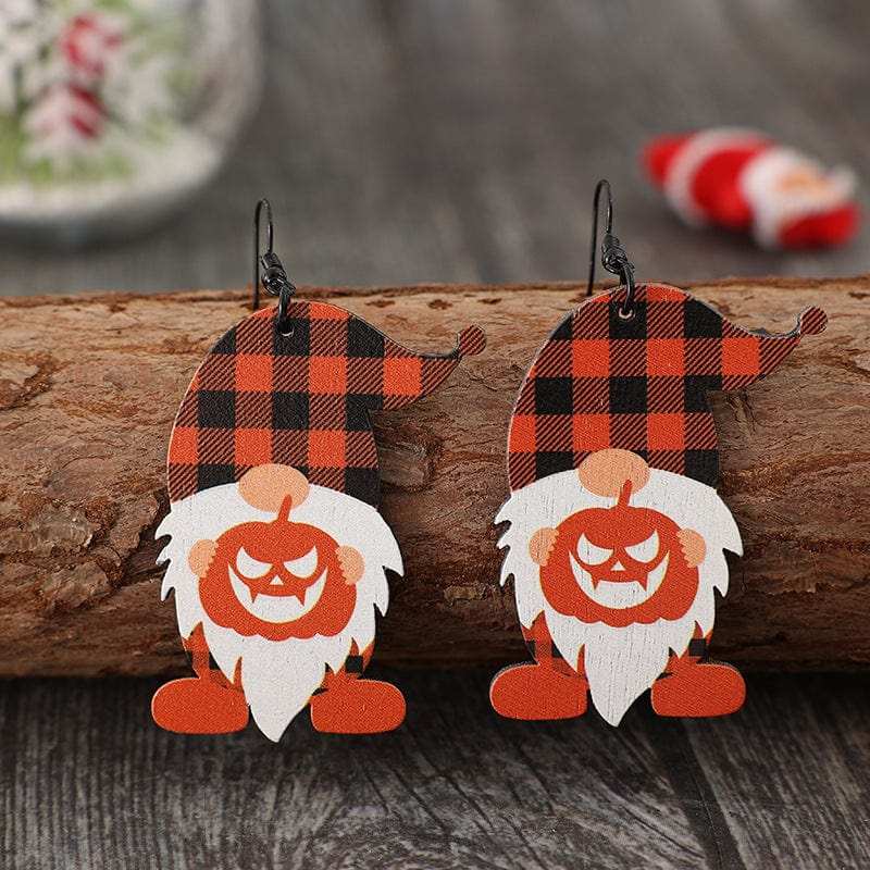 Wooden Dwarfs Pumpkin Dangle Earrings - Trendsi - Flyclothing LLC