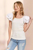 ADORA Layered Ruffled Sleeve Ribbed Top - Trendsi - Flyclothing LLC