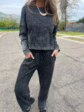 Full Size Washed Round Neck Top and Drawstring Pants Set Plus Size - Trendsi - Flyclothing LLC