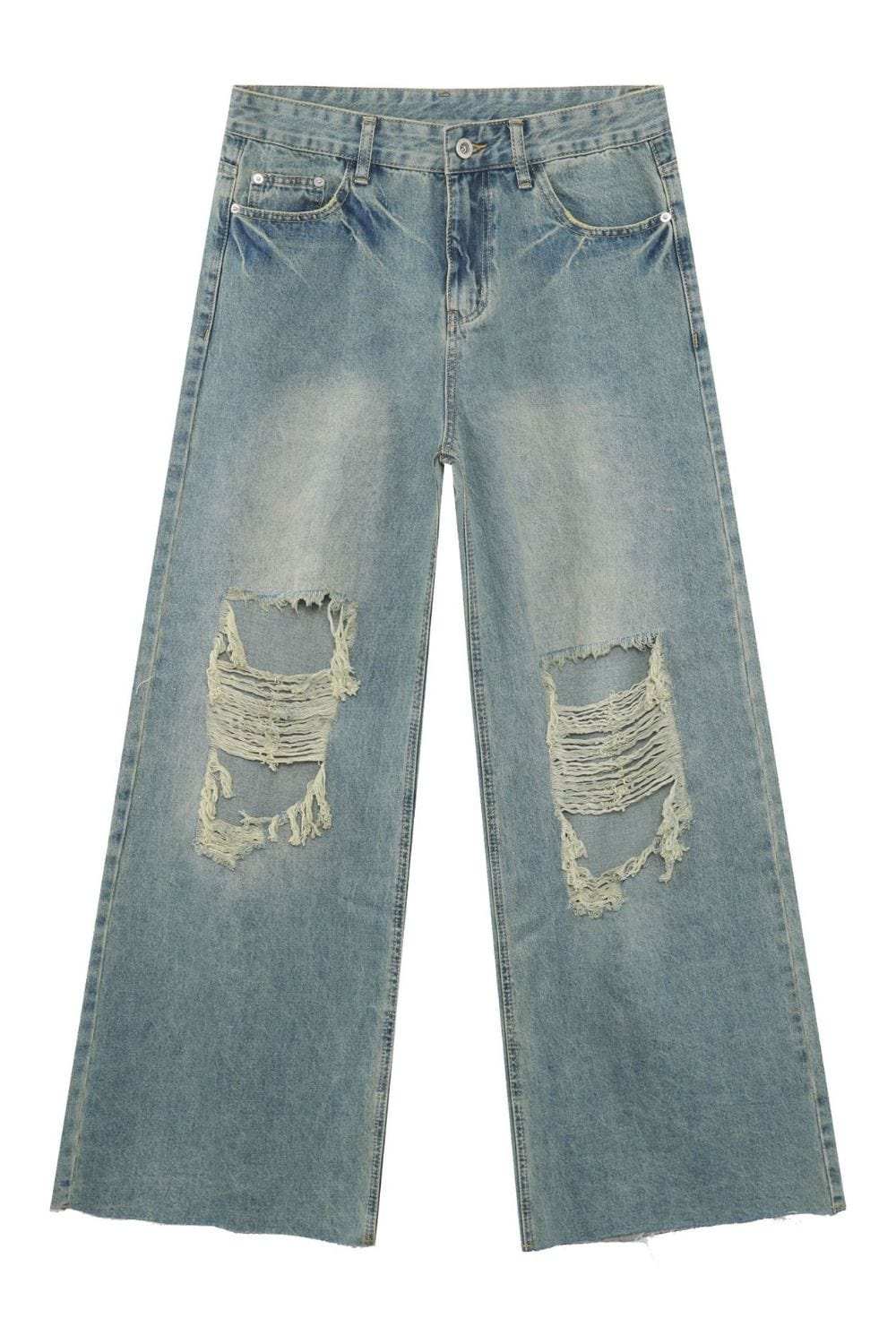 Men's Raw Hem Distressed Jeans - Trendsi - Flyclothing LLC