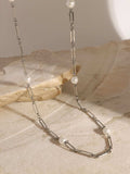 Stainless Steel Pearl Chain Necklace - Trendsi - Flyclothing LLC