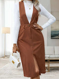 Perfee Slit Overall Dress with Pockets - Trendsi - Flyclothing LLC